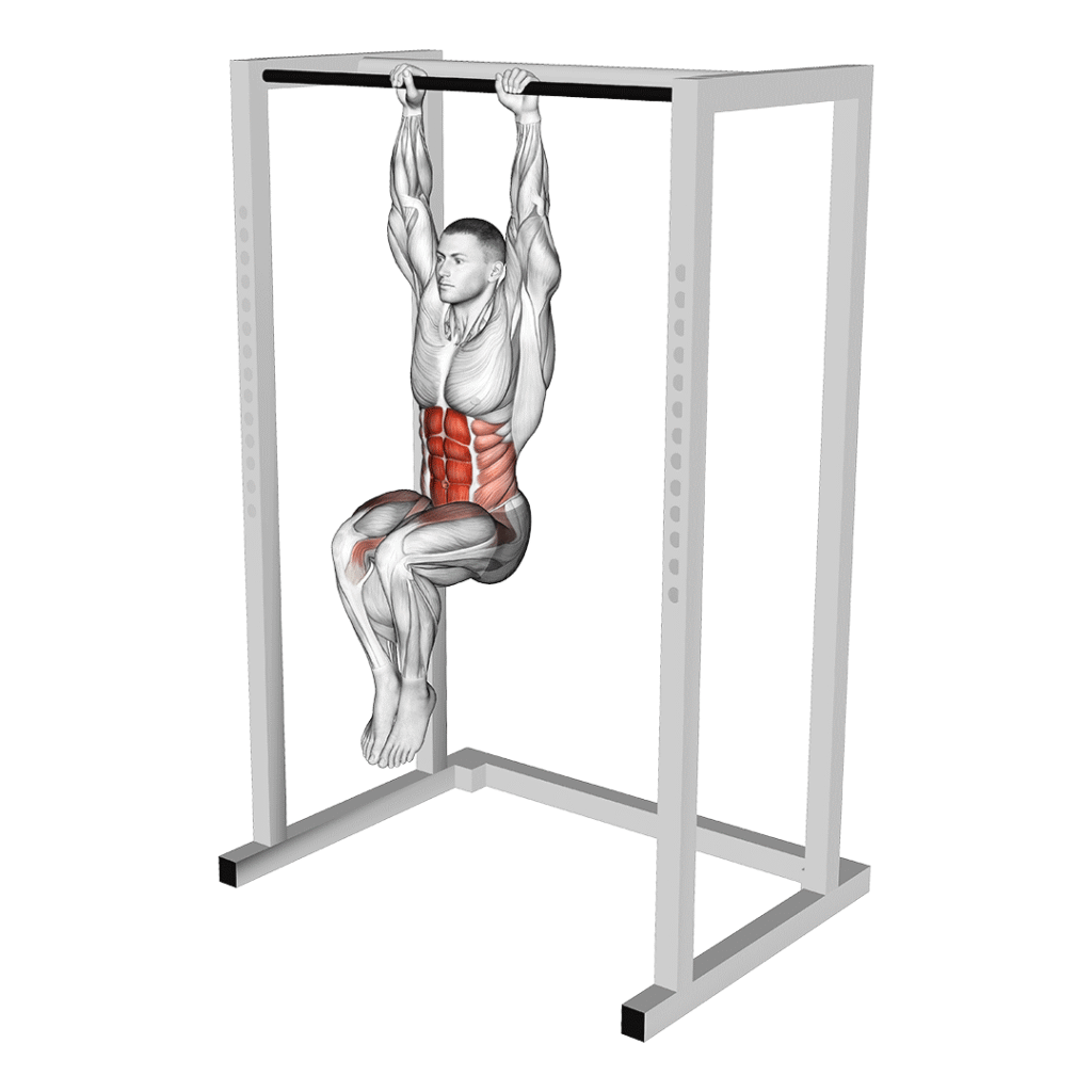 przyciaganie kolan do brzucha w zwisie na drazku